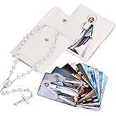 SZQCZB Rosary Beads Catholic for Women with Holy Mary Medal - Confirmation Gifts for Teenage Girl - Including Holy Mary Rosary Pouch and 18pcs Saint Cards-White