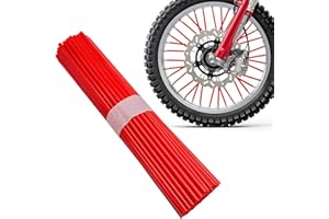 NYTKL 72 PCS Dirt Bike Spoke Skins Covers, Wheel Spoke Skins Wrap Covers Trim for 8"-21" Rims, Wheel Rim Pipe Trim Decoration Protector for Motorcycle Dirt Bike Wheelchair (Red)