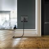 British General Nexus Metal 13A Single Switched Wall Socket Matt Black Slim view 7