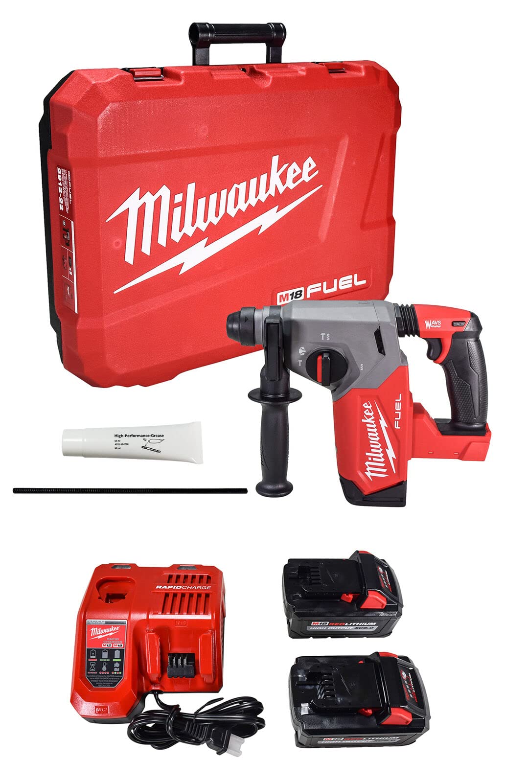 Milwaukee 2912-22 M18 FUEL Brushless Lithium-Ion 1 in. Cordless SDS Plus Rotary Hammer Kit (6 Ah)