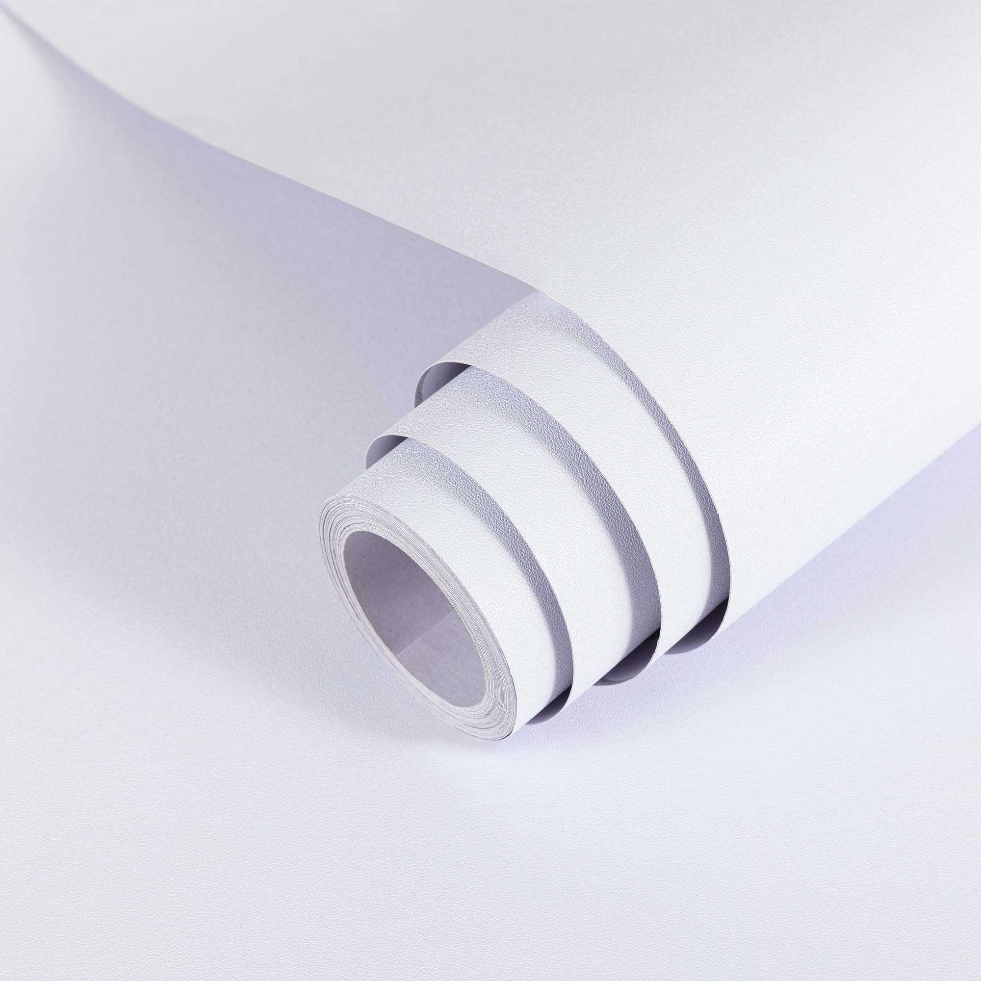 Hode White Self Adhesive Wallpaper Vinyl Film Sticky Back Plastic Roll Peel and Stick Furniture Stickers Backsplash for Wall Door Worktop Covering DIY (White) 60x300cm（Frosted）
