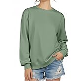 ZENUTA Sweatshirt for Women Long Sleeve Crewneck Womens Sweatshirt Pullover Long Sweatshirts for Women Tunic Top Loose Fit Green