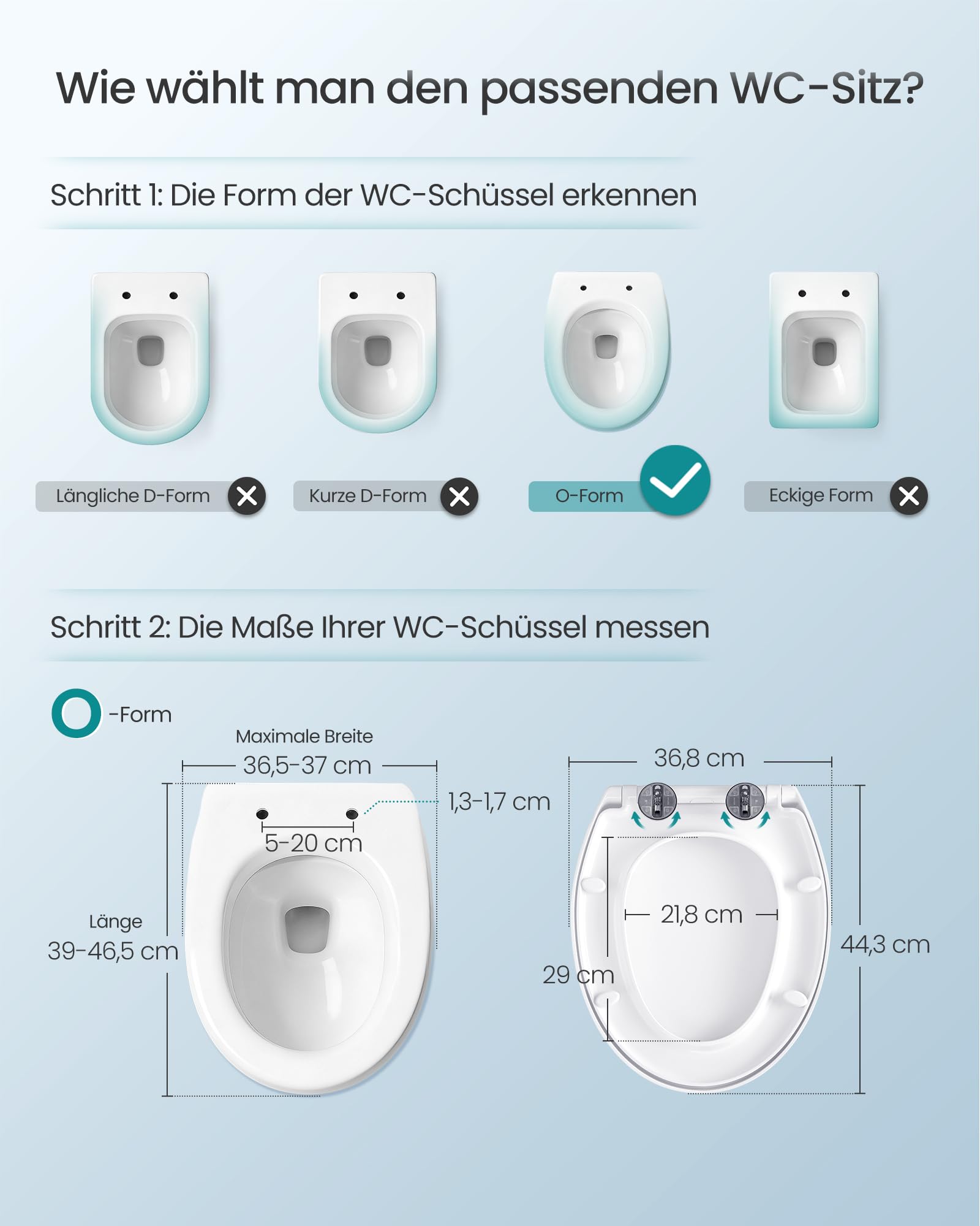 SONGMICS Toilettendeckel O-Form, WC-Sitz mit Absenkautomatik, Griff, Toilettensitz schnell abnehmbar, Klodeckel einfache Montage, WC-Deckel Urea-Duroplast, bis 300 kg belastbar, weiß BTL101WZ01 2