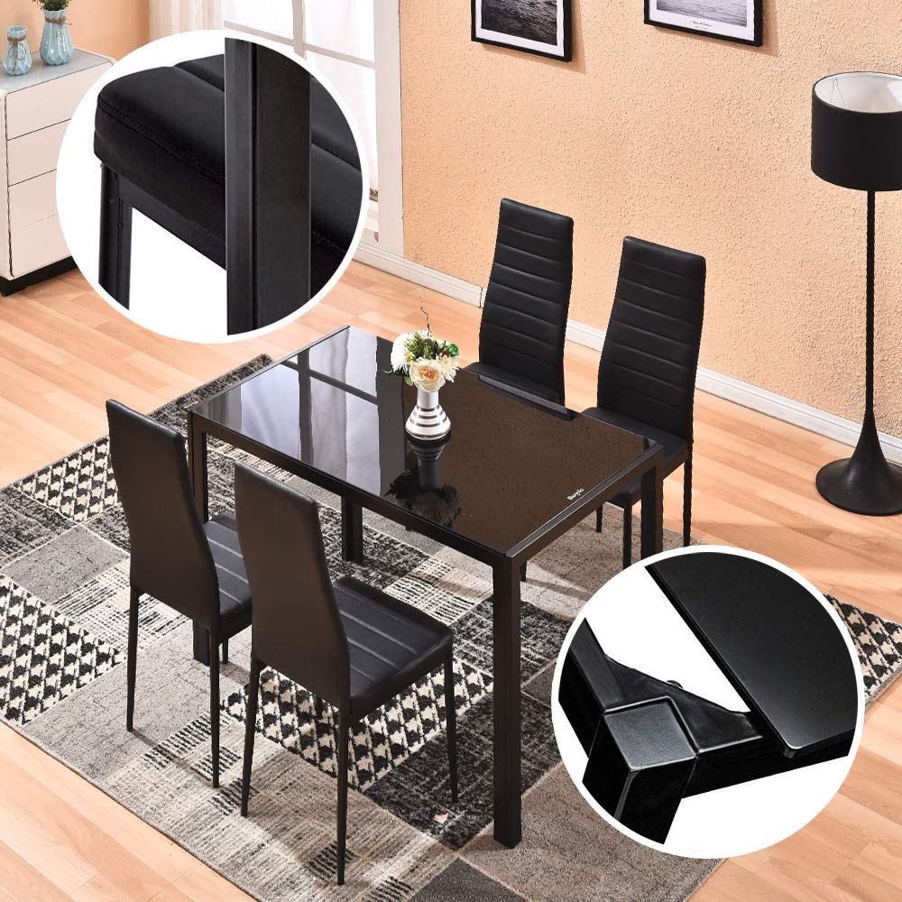 Amazoncom Dining Table With Chairs 4HOMART 5 PCS Glass Dining