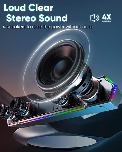 Computer Speakers LENRUE For Desktop,PC Speakers With Single USB For Power And Stereo Sound,Touch Lights Gaming Speakers Sound Bar For Desktop PC Monitor Laptop(USB-C Adapter Included Speakers For Monitor
