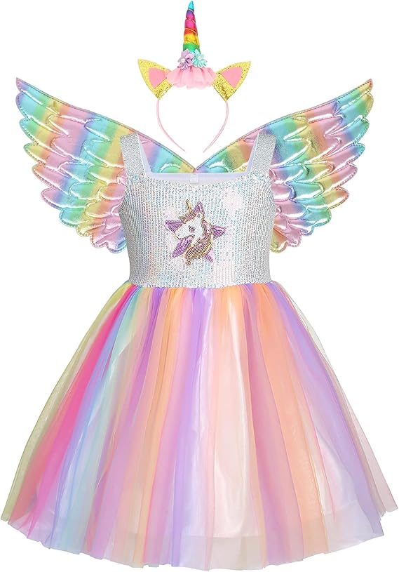 Unicorn Princess Costume for Girls, Princess Dress Up Clothes for Little Girls Clothing