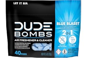 DUDE WIPES DUDE Bombs - Toilet Stank Eliminator - 1 Pack, 40 Pods - Fresh Scent 2-in-1 Stank Eliminator + Toilet Bowl Freshener - Refreshing Blend of Lavender, Cedar, Lime, and Eucalyptus