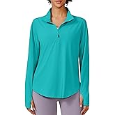 PINSPARK Long Sleeve Workout Tops for Women UPF 50+ Sun Protection Shirts Half Zip Quick Dry Athletic Running Hiking Golf