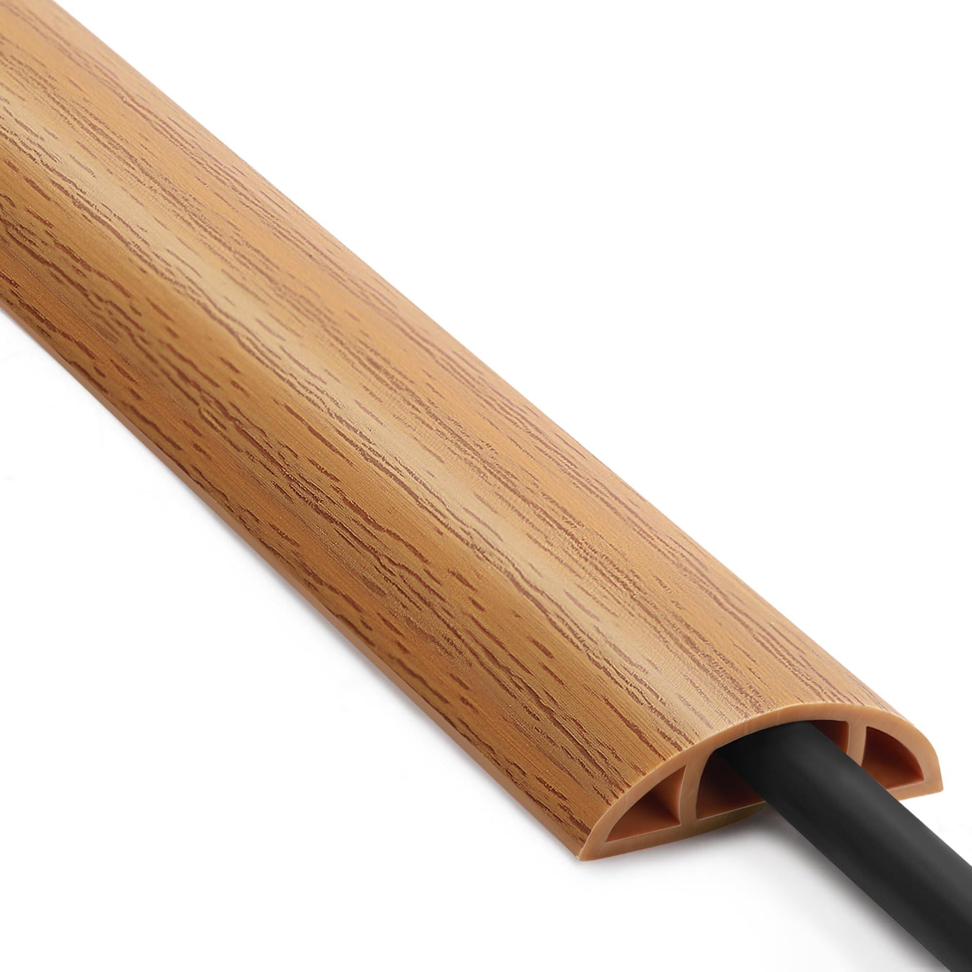 Photo 1 of Floor Cord Cover 4ft, Cord Hider Floor Yellow Oak Wood, Cable Management Prevent Trips, Cable Cover Wire Covers for Electric Power Cords, Wire Protector Cavity W0.47in x H0.28in