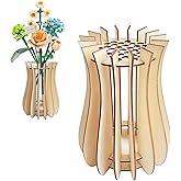 Vase for Lego Flowers,Wooden Puzzle Vase for Lego Flower Bouquet Building Set,Assemble Display Stand for Roses,Tulips,Daffodi