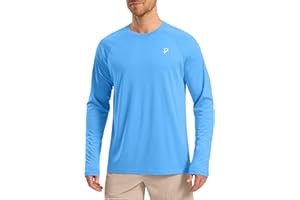 Pudolla Men's Sun Protection Shirts UV SPF UPF 50+ Rash Guard Long Sleeve Lightweight Quick Dry Brethable Swimming Fishing