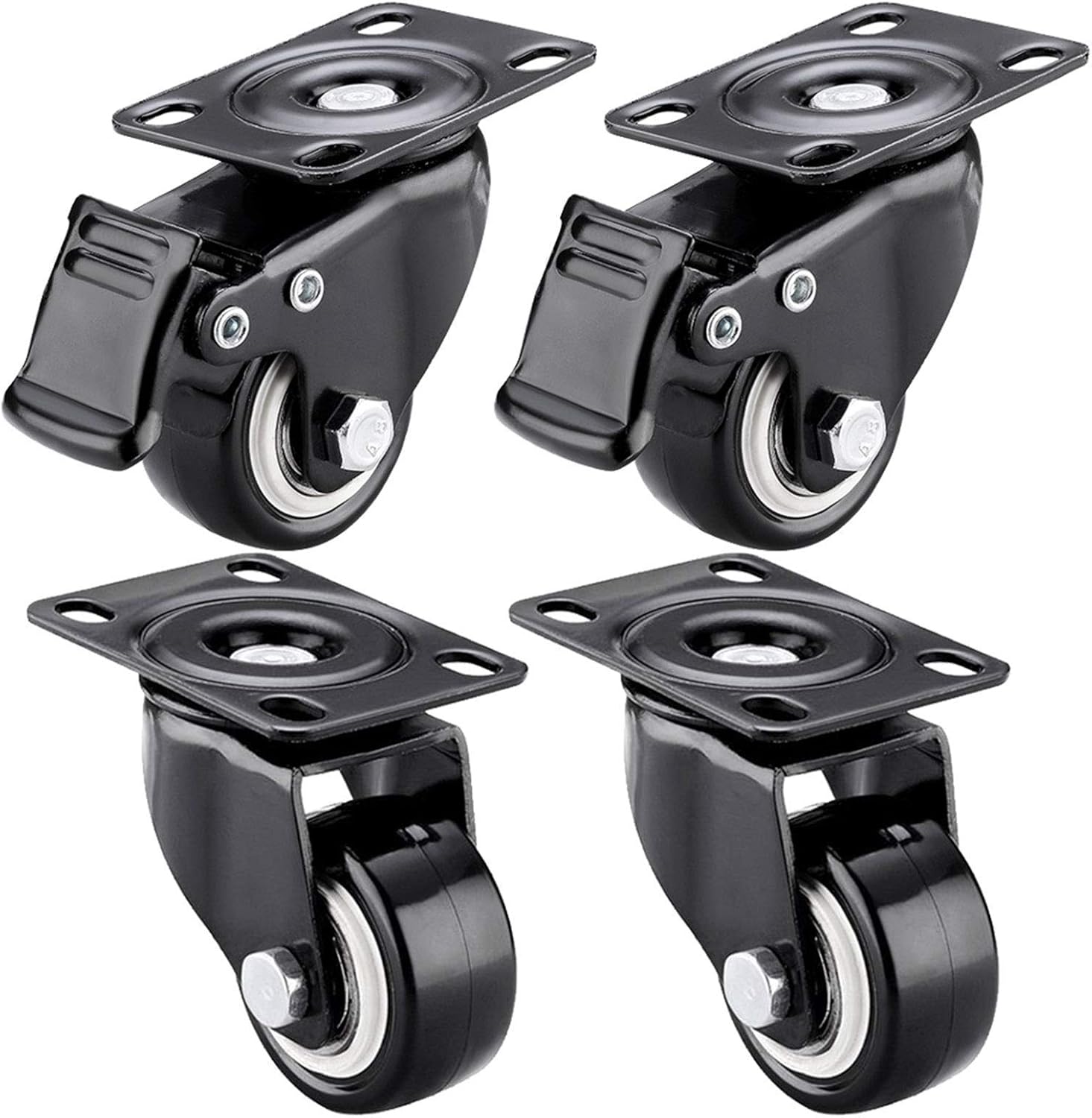 Rubber Casters,Swivel Casters with Brakes,WearResistant,Furniture