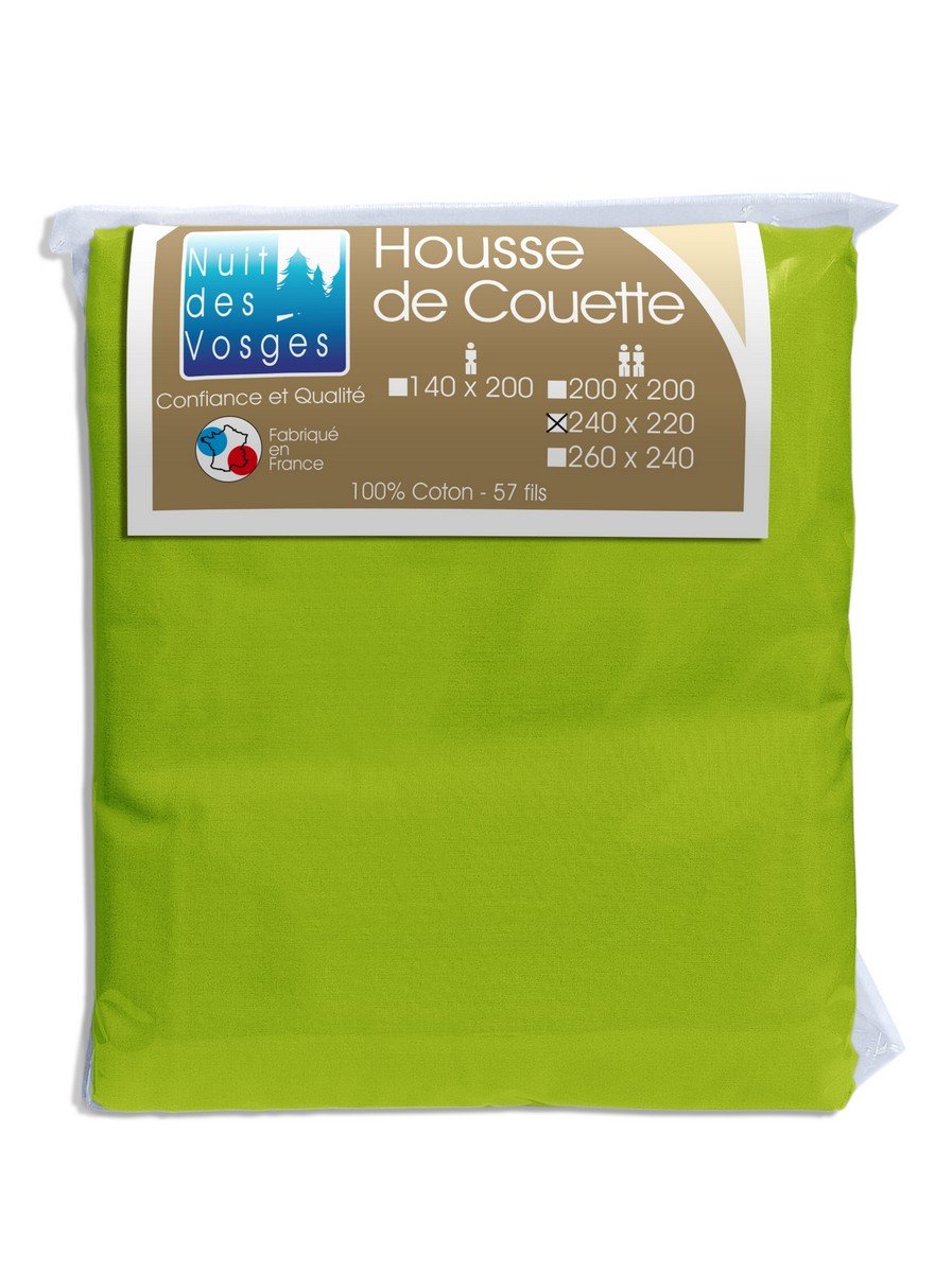 Nuit des Vosges Cotoval - Plain Cotton Duvet Cover, Cotton, lime green, 220x240