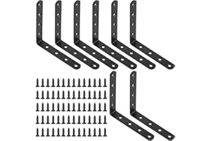 Glarks 8 Sets Right Angle Bracket - 125x125x3mm Black L Bracket for Wood Chair Bookshelf Board Window Furniture Cabinet