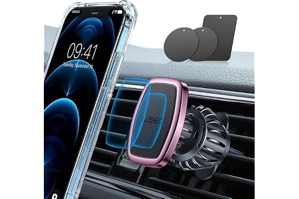 LISEN Magnetic Phone Holder for Car, [Ultra Magnet] Car Mobile Phone Holder Magnetic for Air Vent [Metal Hook], Magnet Phone
