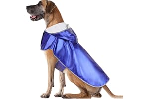WEESIBER Dog Raincoat - Reflective Dog Rain Jacket Waterproof Dog Rain Coats Lightweight Dog Poncho with Transparent Brim Hood & Harness Hole, Pet Rainwear Dog Slicker for Dog Walking (X-Large, Blue)