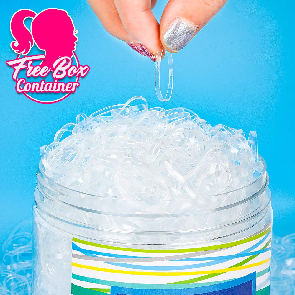 Clear Elastic Hair Bands, Teenitor 2000pcs Mini Hair Rubber Bands with a Box, Soft Hair Elastics Ties Bands 2mm in Width and 30mm in Length : Beauty