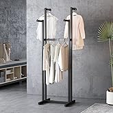 WTPLWD Black Clothes Racks with 4 Straight Arms, Metal Clothing Rack for Hanging Clothes, Freestanding Garment Rack Heavy Duty, 46" to 63" Adjustable Height Retail Clothing Rack for Boutiques Display