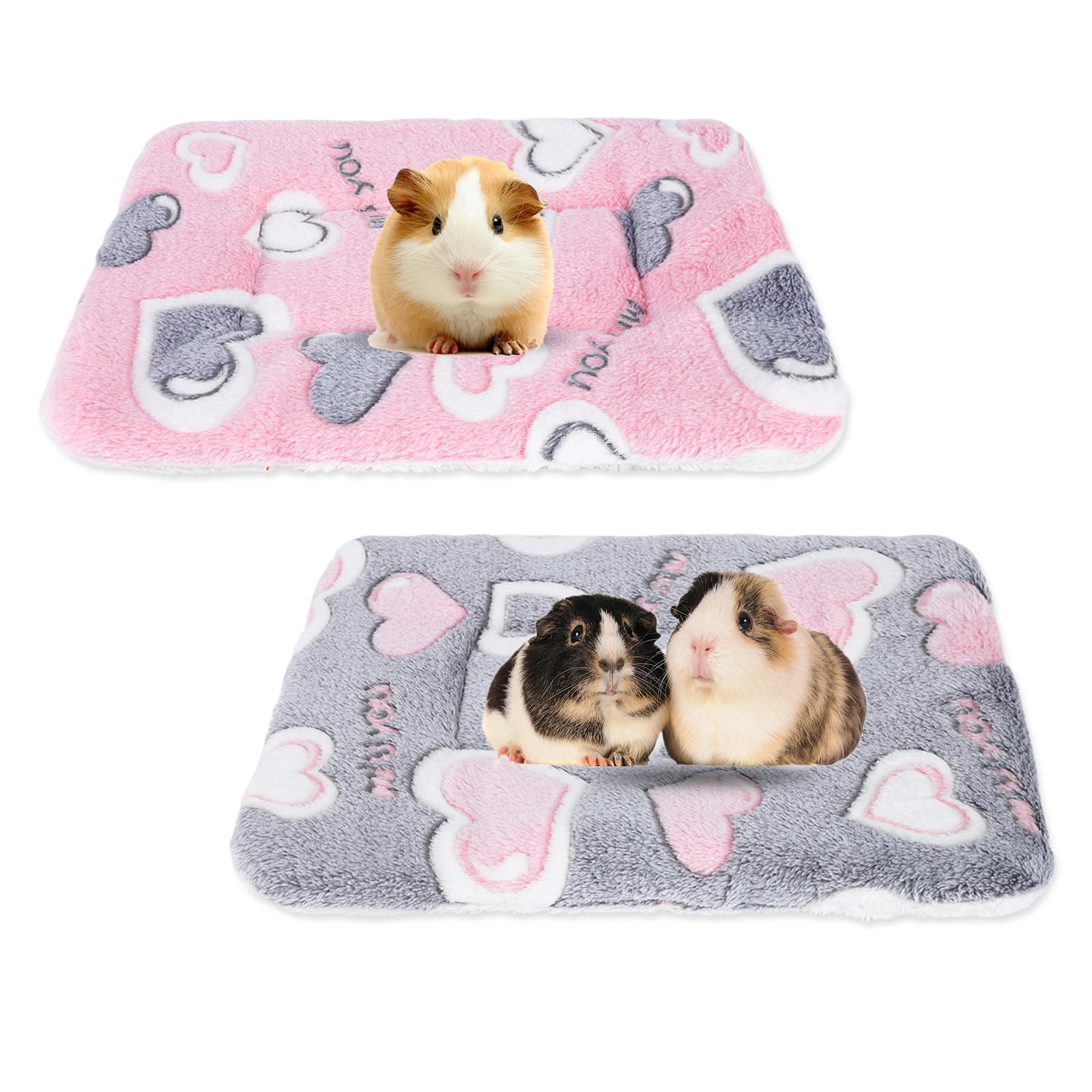 Gukasxi 2 Pcs Small Animal Plush Bed Mat 35x27cm Washable Guinea Pig Bed Mat Fluffy Guinea Pig Bedding Mat Sleeping Pad for Bunny Hamster Guinea Pig