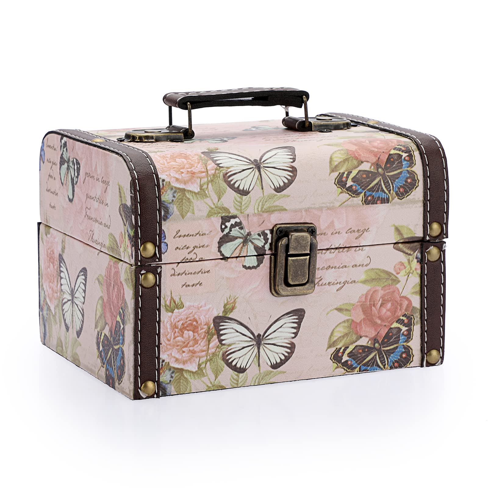 Photo 1 of ELLDOO Butterfly Treasure Chest Box, Wooden + PU Leather Storage Decorative Box for Jewelry Trinkets, Keepsakes box for Girls Women Gifts
