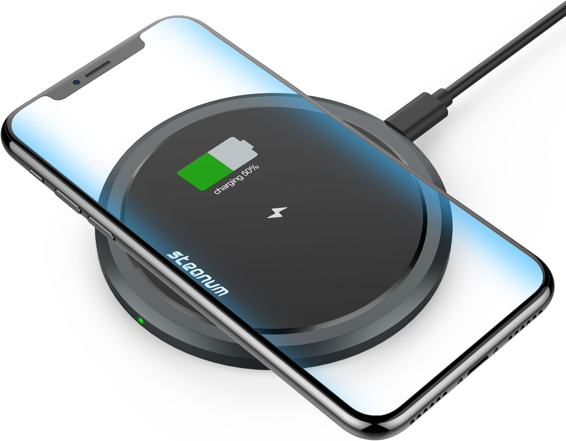 steanum Wireless Charger, High Quality Metal Qi Fast Wireless Charger Car Vent Mount Phone Holder 360°Rotating Gravity Sensor Charge for Galaxy s10/s9/s9+/s8/s8 Plus/s7, Standard Charger for iPhone 8/8 Plus/X/XS/XR