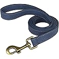 Didog Leather Dog Leash, Colorful Heavy Duty Dog Leash 4ft, Strong and Durable Leather Leash, Walking and Training Dog Leashes for Small Medium Dogs,Blue