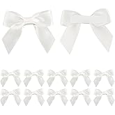 AIMUDI White Satin Ribbon Bows 2" Self Adhesive Satin Bows for Gift Wrapping Premade Ribbon Bows with Double-Sided Tape for Making Crafts Baby Shower Birthday Party Wedding Decorations, 50 PCs