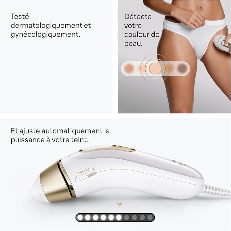 Epilateur Lumiere Pulsee Silk·expert Pro 5 PL5262, Blanc et Or