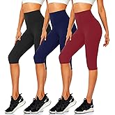 CTHH Women's Knee Length Leggings-High Waisted Capri Pants Biker Shorts for Women Yoga Workout Exercise Short Casual Summer