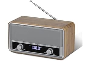 Audiocrazy AM FM Radio Plug in Wall, Radio with Bluetooth for Home, Best Reception Clock Radio with LCD Display, Sleep/40 Presets Retro/Vintage Bluetooth Radio for Indoor Kitchen Bedroom Work