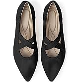 TINGRISE Women's Flats Shoes Pointed Toe Knit Washable Comfortable Dressy Mary Jane Ballet Flat with Strap