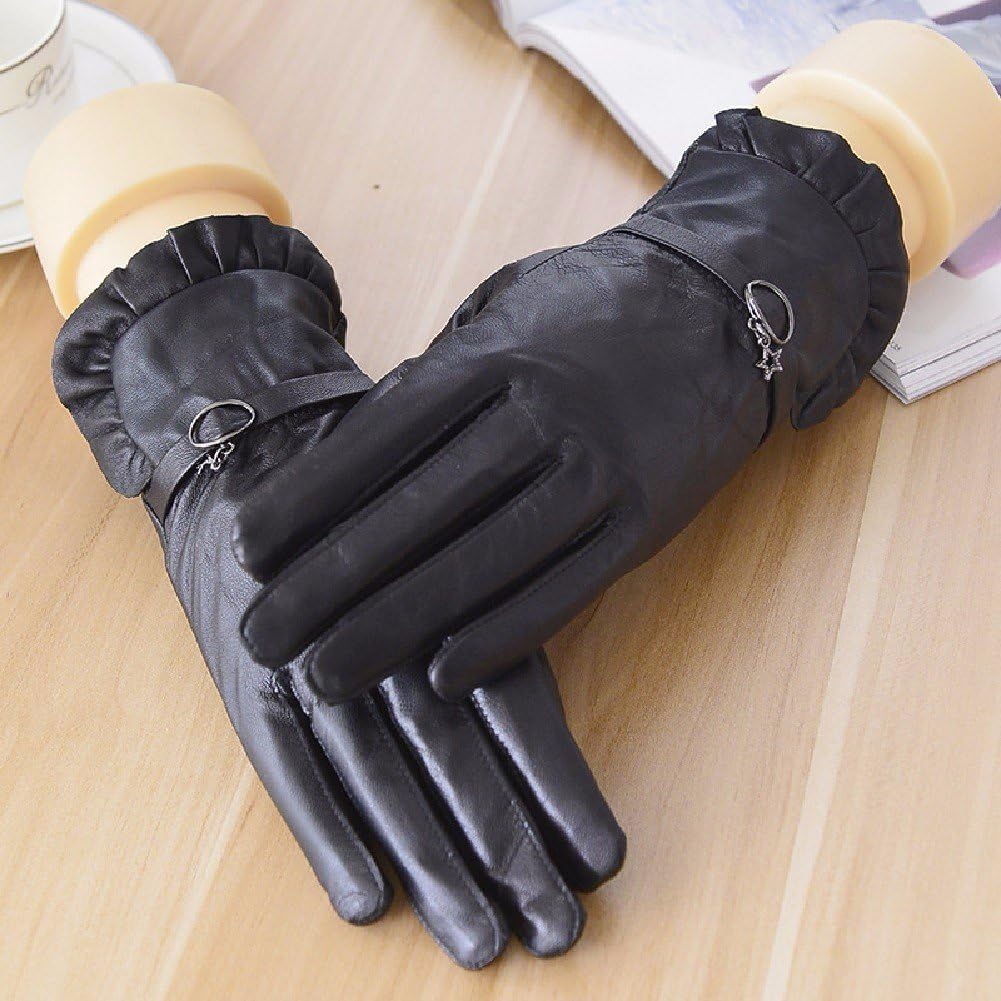WAWZJ Gloves Winter Leather Gloves Madam Clothing