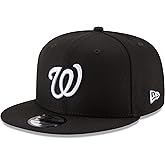 New Era Unisex-Adult MLB 9Fifty Black White Primary Logo Adjustable Snapback Hat Cap One Size Fits All