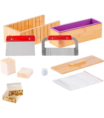 Kit Fabrication Savon Artcome - 2 Moules Rectangulaires En Silicone, Couvercle Bois, Couteaux Et Emballages