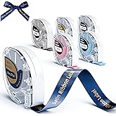 Phomemo P12 Satin Ribbon Label Tape Ribbon for Gift Wrapping, Craft Wedding, 12mm x 2m Compatible with Dymo Label Maker Refills LT-100H LT-100T 200B, Phomemo P12 P12-Pro, LT12, F12, 6 Pack, Colored