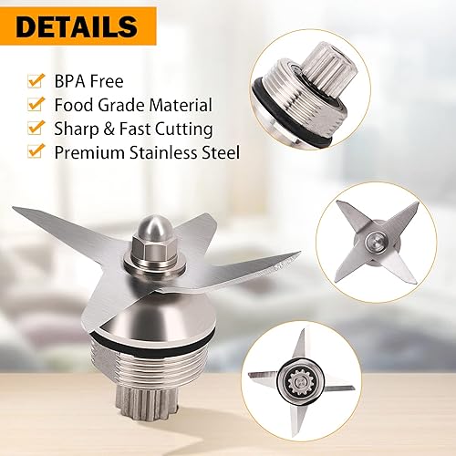 Blender Wet Blade Assembly with Wrench Drive Socket Removal Tool