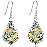 LOOVE Tree of Life/Cat/Turtle/Butterfly/Flower/Celtic/Turquoise/Moonstone Dangle Earrings for Women Sterling Silver Cute Animals Drop Earrings Jewelry Gifts