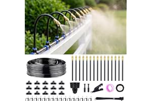 360° Adjustable Drip Irrigation System - 1/4" Tubing, 50FT Garden Watering Atomizing System with 15 Nozzles, Greenhouse Acces