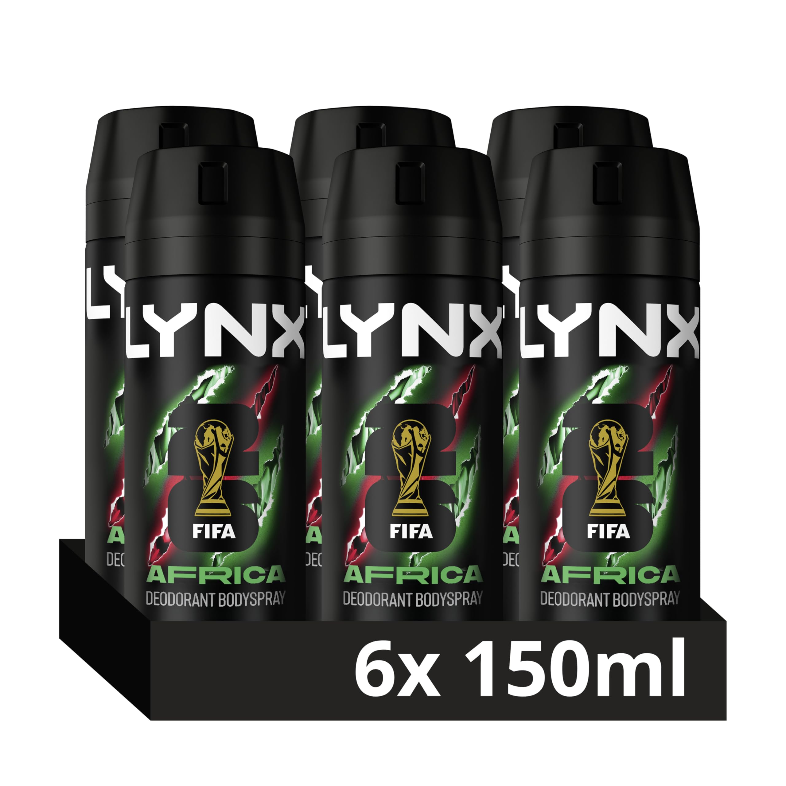 Lynx Africa the G.O.A.T. of fragrance Aerosol Bodyspray 48 hours of odour-busting zinc tech deodorant to finish your style 6x 150 ml