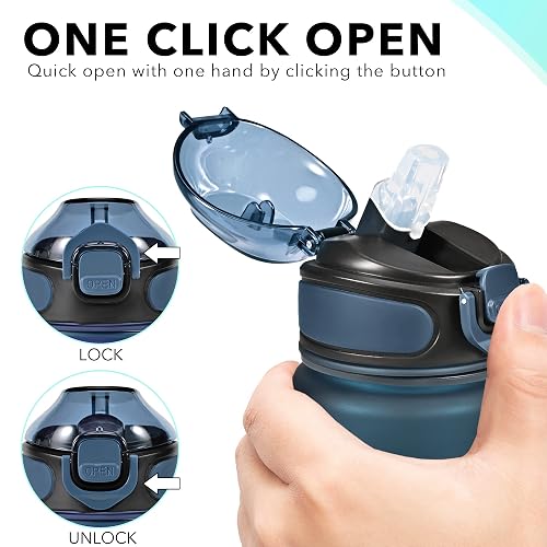 Enerbone Motivational Water Bottle - 32 Oz Leakproof BPA-Free, With Time Marker & Straw, For Gym, Office, Sports