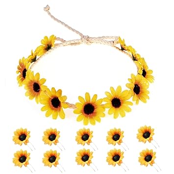 Amazon Com Boho Sunflower Headband Wreath Sunflower Crown And