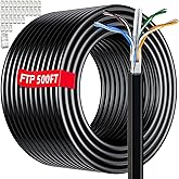Cat 6 Outdoor Ethernet Cable 500ft Bulk (30 RJ45), Cat 6 Shielded Ethernet Cable, Direct Burial, 23AWG, Heavy Duty, In-Ground