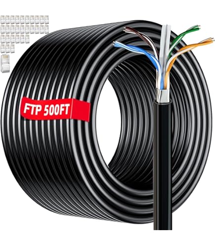 CAT6 1000FT 550MHz Riser UTP NETWORK ETHERNET CABLE BULK WIRE 23 AWG LAN Black E - Foto 8