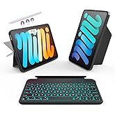 accrosoo for iPad mini 6/7 (A17 Pro) 8.3" Detachable Magnetic Keyboard Case Full Protection, Scratch-Resistant Leather, 156° Stand, 7 Backlits & Rechargeable Pencil Holder & 11 Shortcuts (Black)