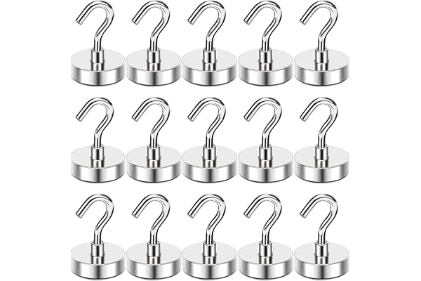 MIKEDE Magnetic Hooks 15Pack 30lbs+ Magnet Hook Cruise Cabin Ship Essentials Heavy Duty Strong Magnets Refrigerator Fridge Ha