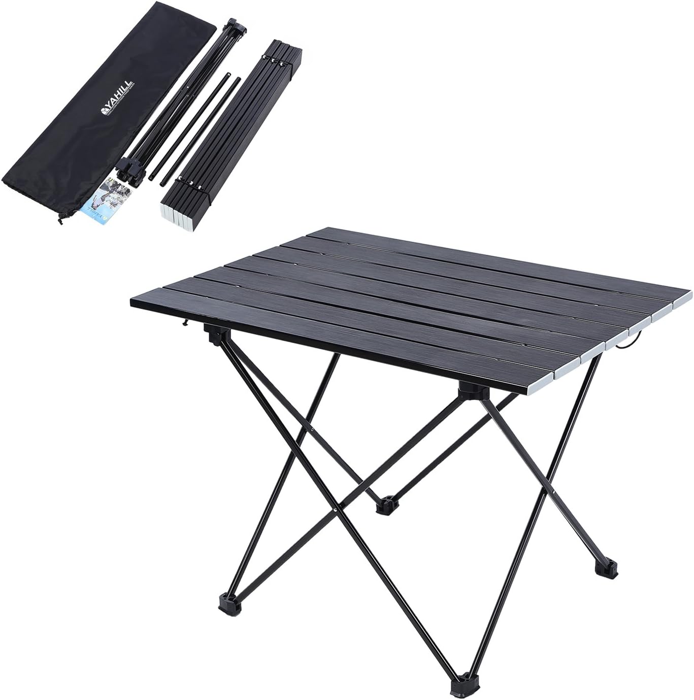 YAHILL® Aluminum Folding Camping Table Roll up 3 size with Carrying Bag for Indoor and Outdoor Picnic, Beach, Hiking, Travel, Fishing