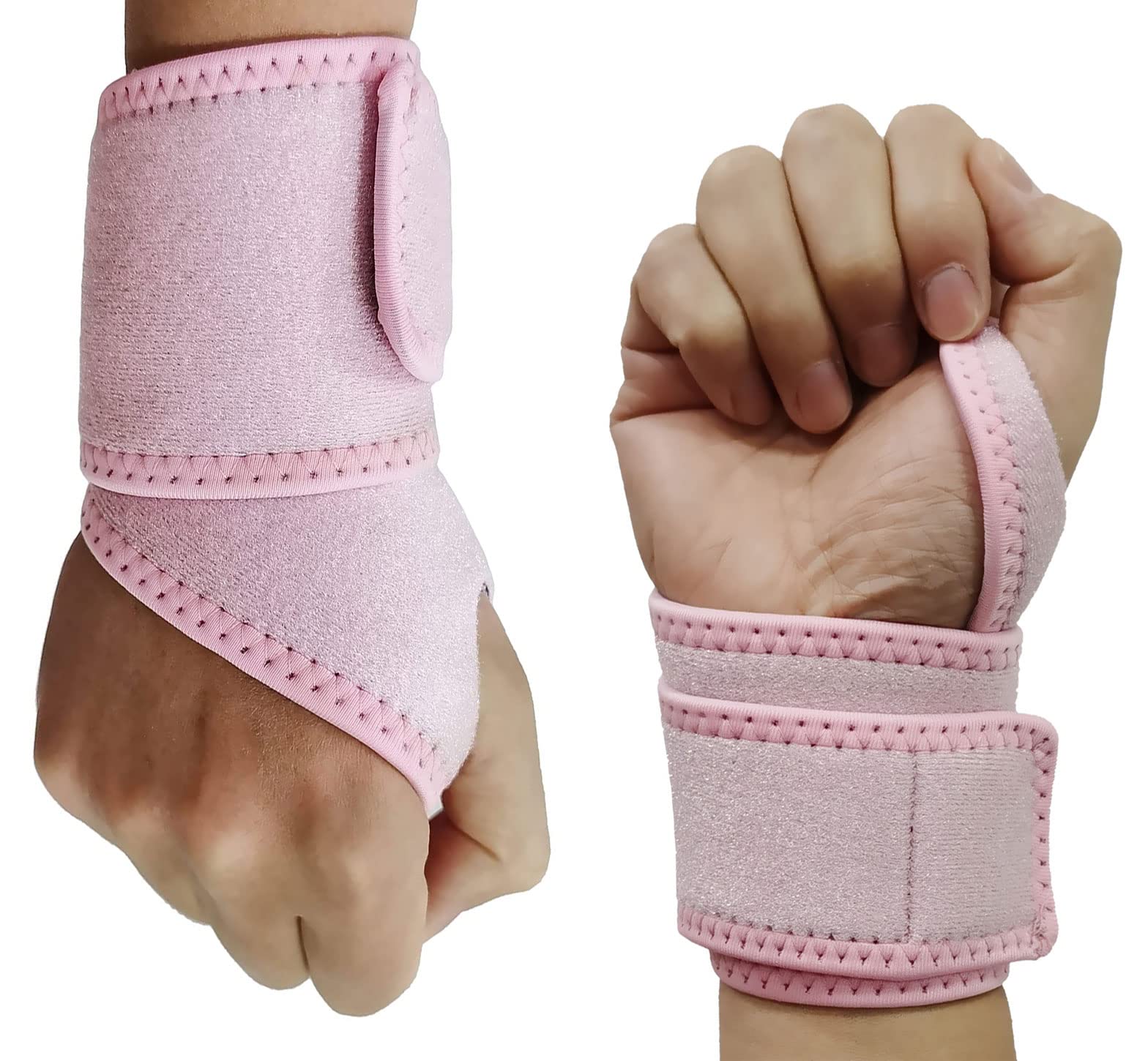 CGBOOM Wrist Brace 2 Pack Profession Wrist Support Brace, Adjustable Wrist Strap Reversible for Sports Protecting/Tendonitis Pain Relief/Carpal Tunnel/Arthritis, Right&Left unisex (Lovely Pink)