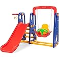 Costzon Toddler Long Slide Set, 3-in-1 Large Climber Playset w/Basketball Hoop, Stairs, Thickened Panel, Playground Swing for Indoor Outdoor Backyard 3-10 Gifts Presents