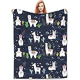 Cute Llama Soft Warm Throw Blanket Lightweight Flannel Fleece Bed Blanket Gift for Girls Boys Men Women Chair Couch 50"x40"