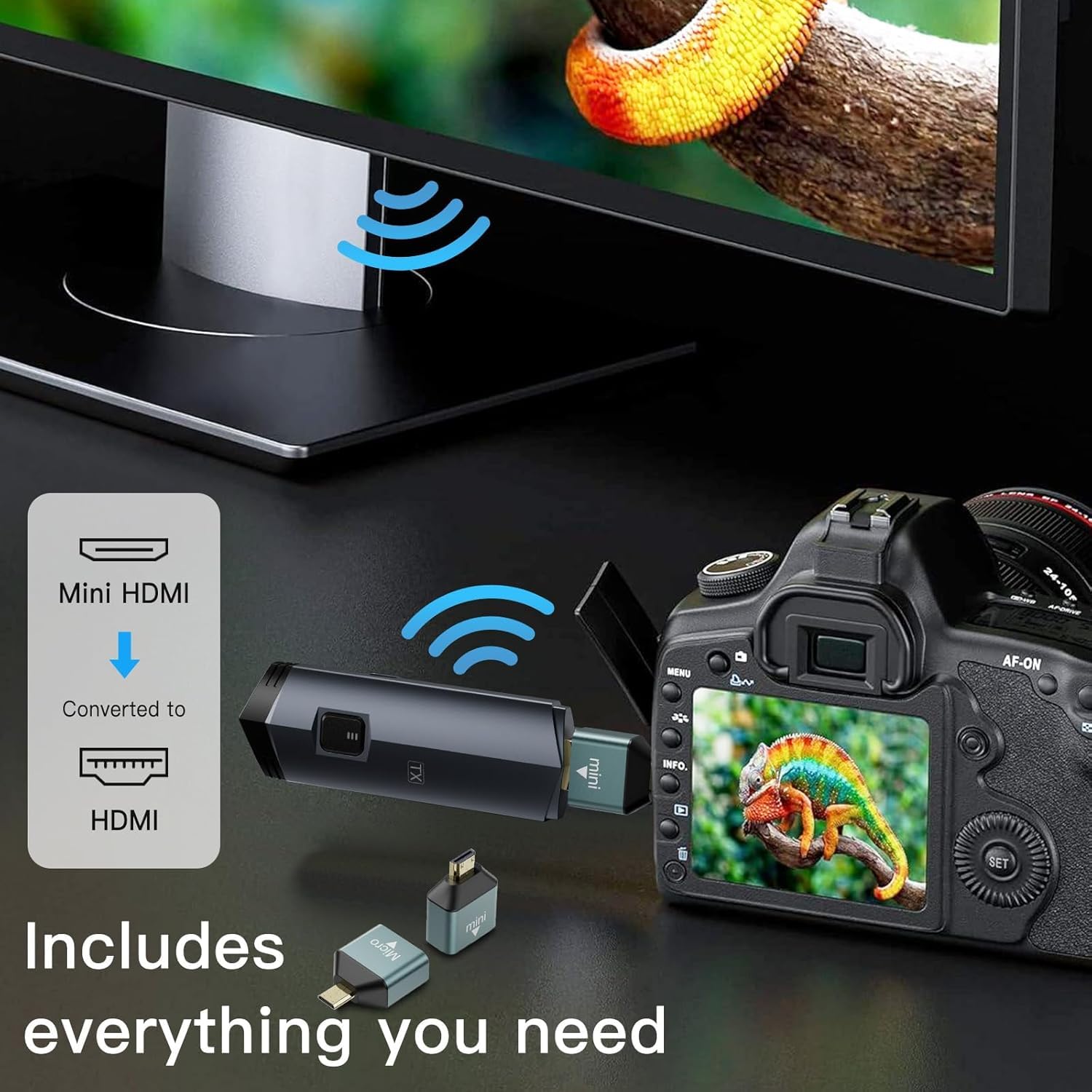 2025 Upgraded Wireless HDMI Transmitter and Receiver 4K, Portable Wireless HDMI Extender Kit 100FT, 2.4G/5G Plug & Play, Streaming from Laptop/PC/TV Box/Camera to Monitor/Projector/HDTV (Black)